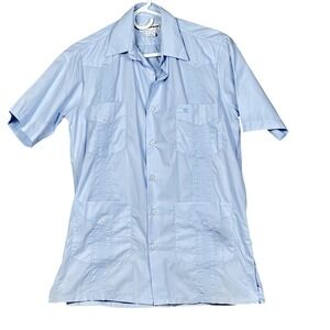 Ted Lapidus Guayabera Shirt Mens Small Short Sleeve Pintuck Pleat Kramer Coastal